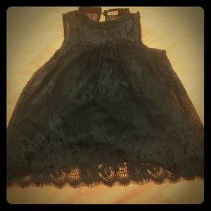 Skylar and Jade Teal lace high neck pull over top